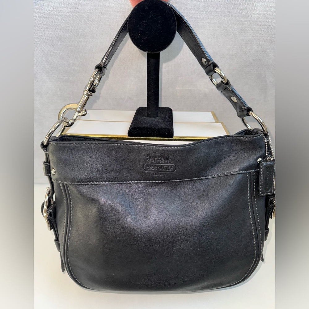 Coach Black Leather Zoe Shoulder Bag EUC Y2k Silver Hardware Hobo